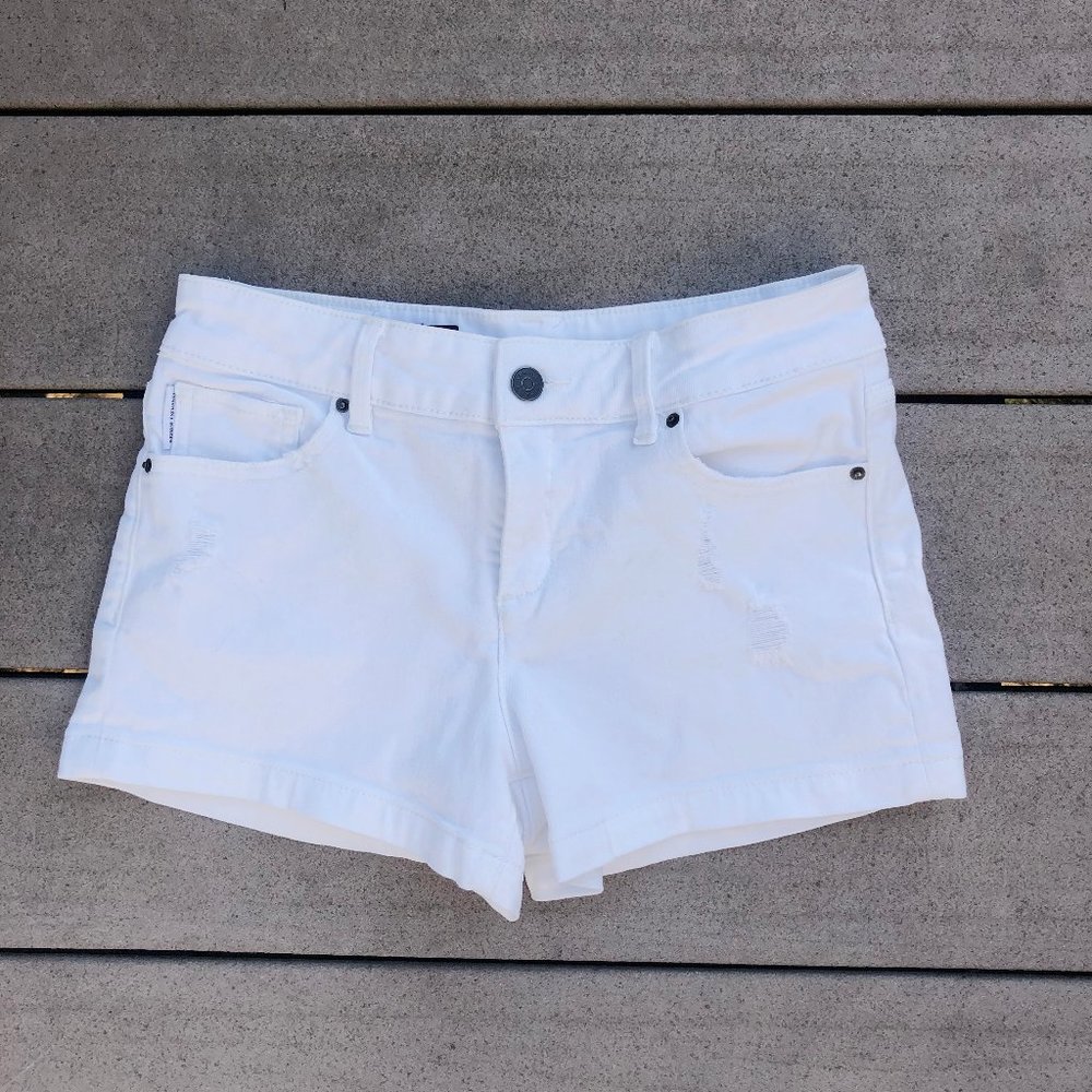 A|X Armani Exchange white jean shorts
